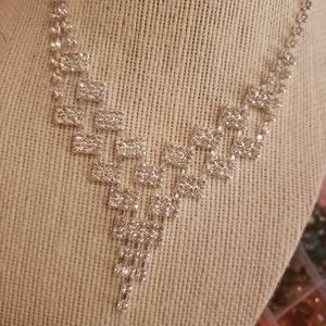 Crystal Rhinestone Bib Statement Choker Necklace
